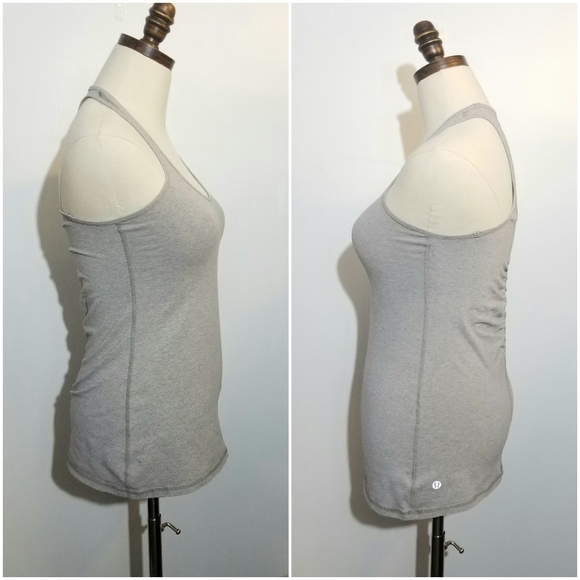 Lululemon Gray Ruched Back Workout Active Yoga Tank Top, see measurements - Picture 2 of 7